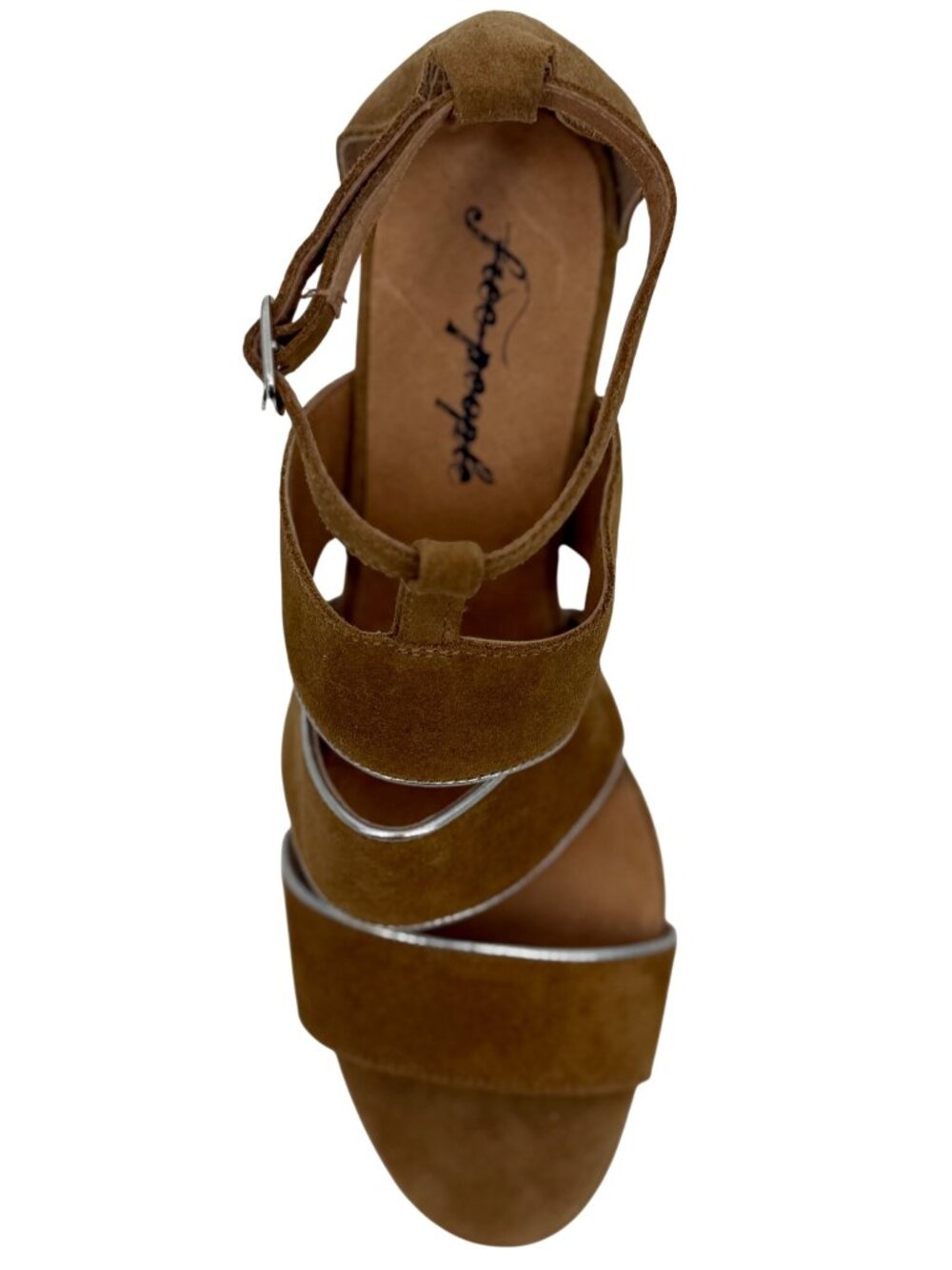 Free People Tan Suede Strappy Open-Toe Wedge Sandals 10 | Boho Grunge Festival - Picture 14 of 14